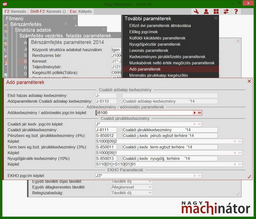Számfejtés paraméterek / Adó paraméterek