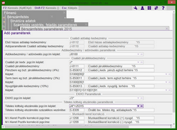 Számfejtés paraméterek - Adó paraméterek