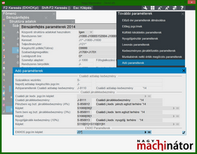 Számfejtés paraméterek / Adó paraméterek
