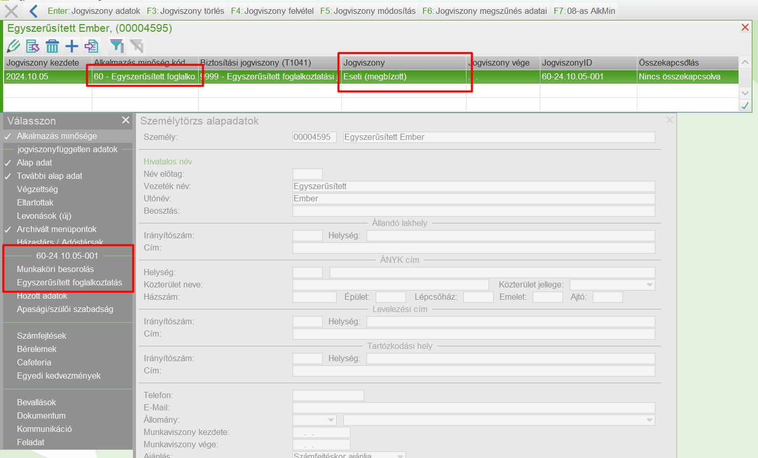 Egyszerűsített foglalkoztatott jogviszonyának rögzítése