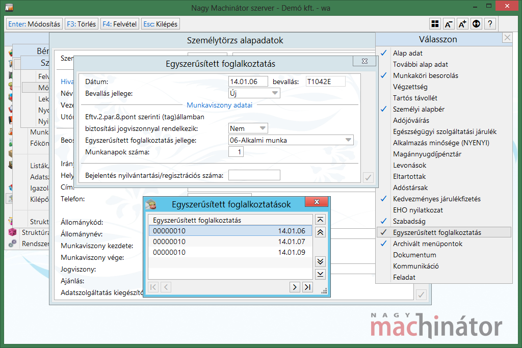 Személy törzs - EFO