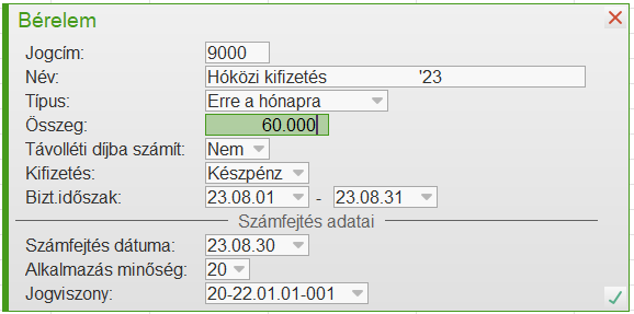 Hóközi előleg kifizetése