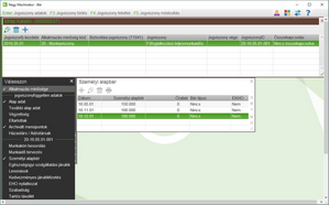 Változás hónapja, és az utáni személyi alapbér rögzítése