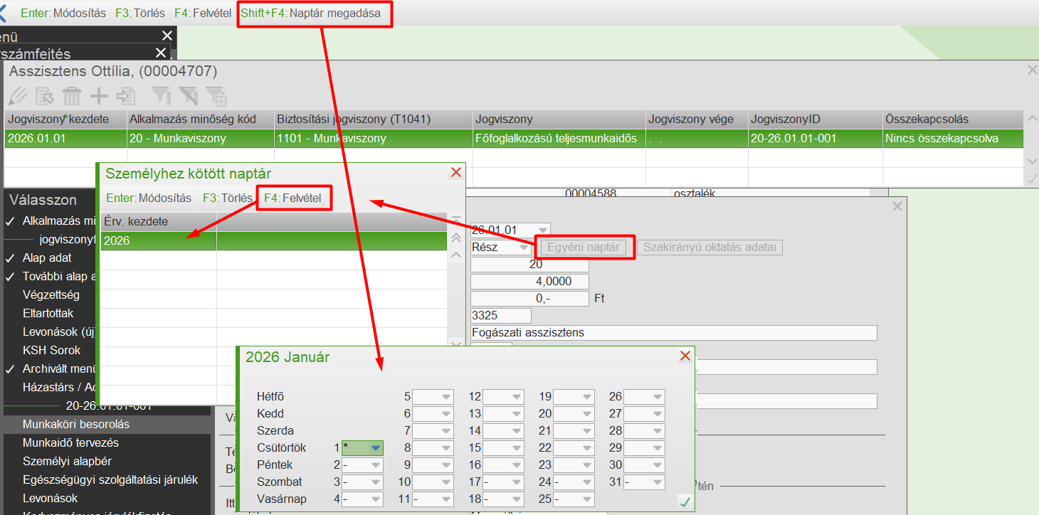 Egyéni naptár felvétele