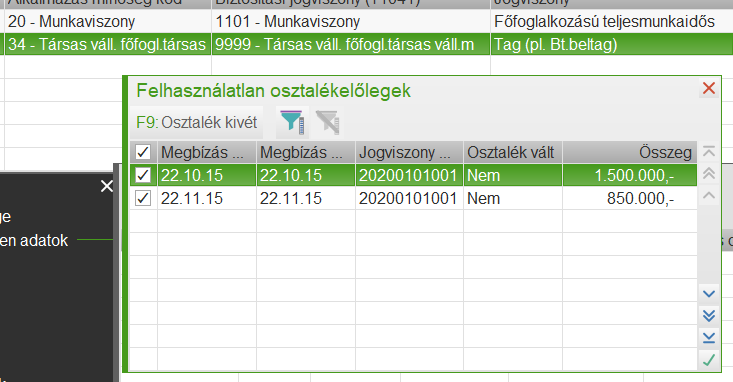 szabad osztalékelőlegek