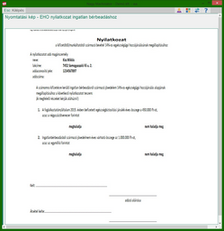 EHO nyialtkozat ingatlanbérbeadáshoz