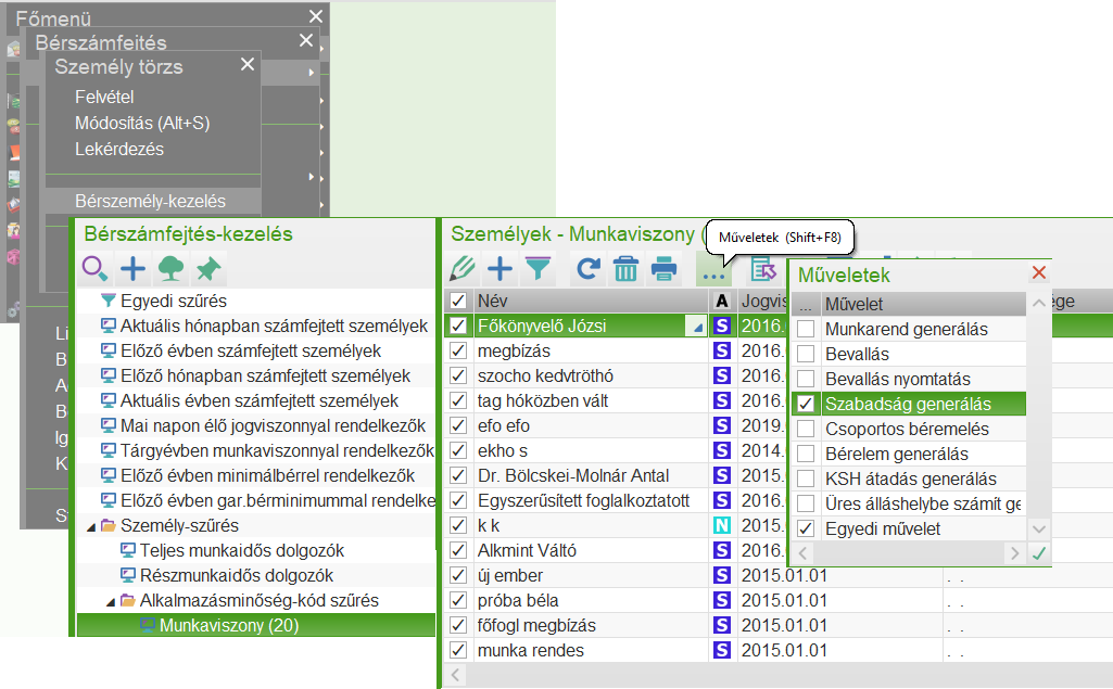 Szabadság generálás&nbsp;