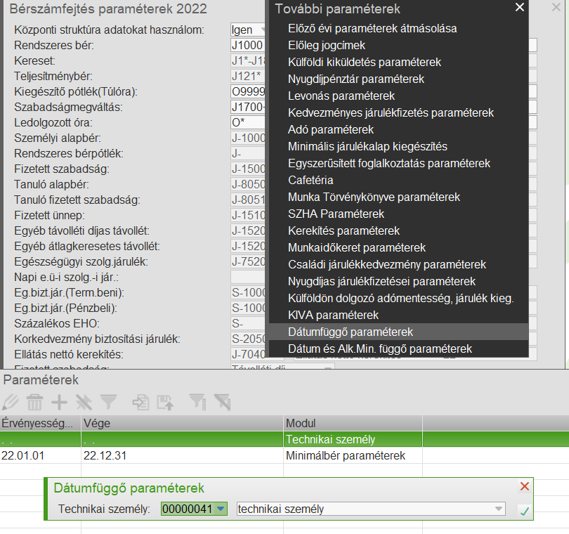 Technikai személy tárolása