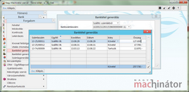 A kiválasztott számlák megjelenítése