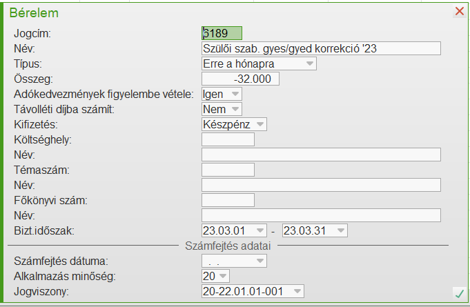J6189-es jogcím rögzítése
