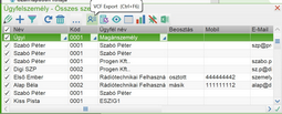 VCF export az Ügyfélkapcsolat lekérdezésben