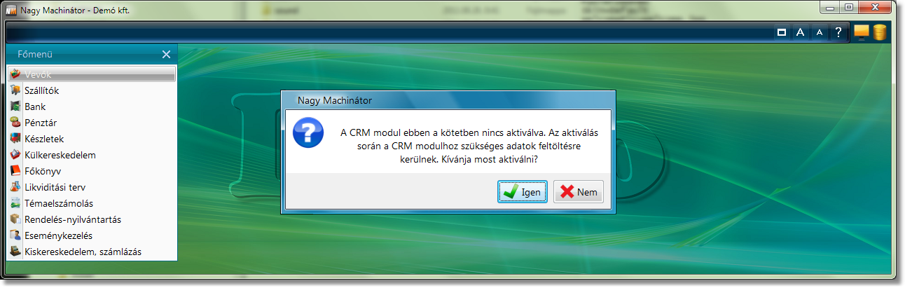 CRM aktiválás