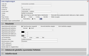 Listatulajdonságok megadása