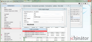 Csekk adatainak kiválasztása a formázóban