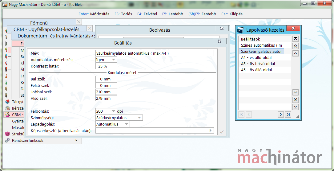 Lapolvasó beállítások