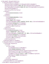 EDI szállítólevél XML szerkezet