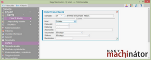 EKÁER iktatás párbeszéd ablak