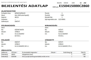 EKÁER bizonylat nyomtatása