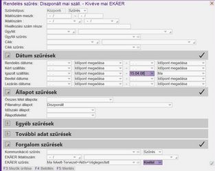 Máig diszponált, még nem EKÁER-érintett szűrés