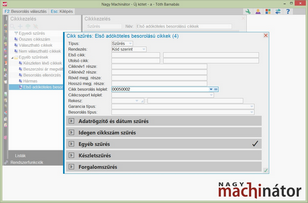 Cikkszűrés létrehozása