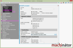 EKÁER sorozatban az első adóköteles besorolás szűrés megadása