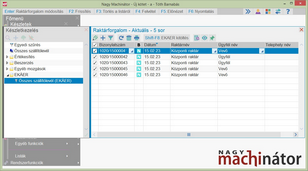 Szűrésnek megfelelő tételek megjelenítése az EKAER kitöltés funkcióval