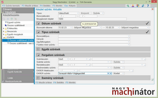 Szűrési feltételek megadása