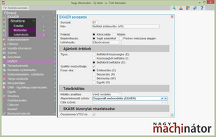 EKÁER sorozat beállítása
