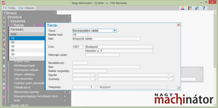 Raktártörzsben a cím megadása