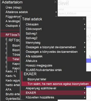 EKÁER bizonylatszám létrehozása a szállítólevél tételhez