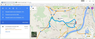 Térképen a tervezett fuvar útvonala