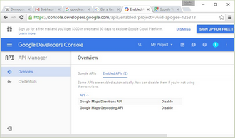 API manager felülete