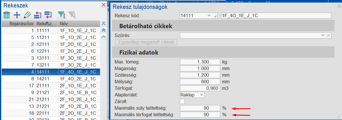 Raktár/rekesztörzs