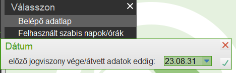 Hozott adatok - Belépő adatlap