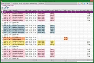 Márciusi munkarend havi adatban