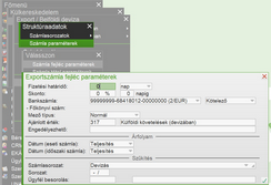 Exportszámla fejlécparaméterek megadása