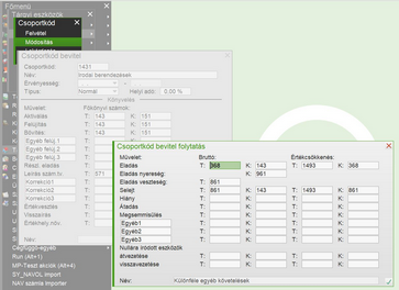 Csoportkód kontírozása a nettó kivezetési módhoz