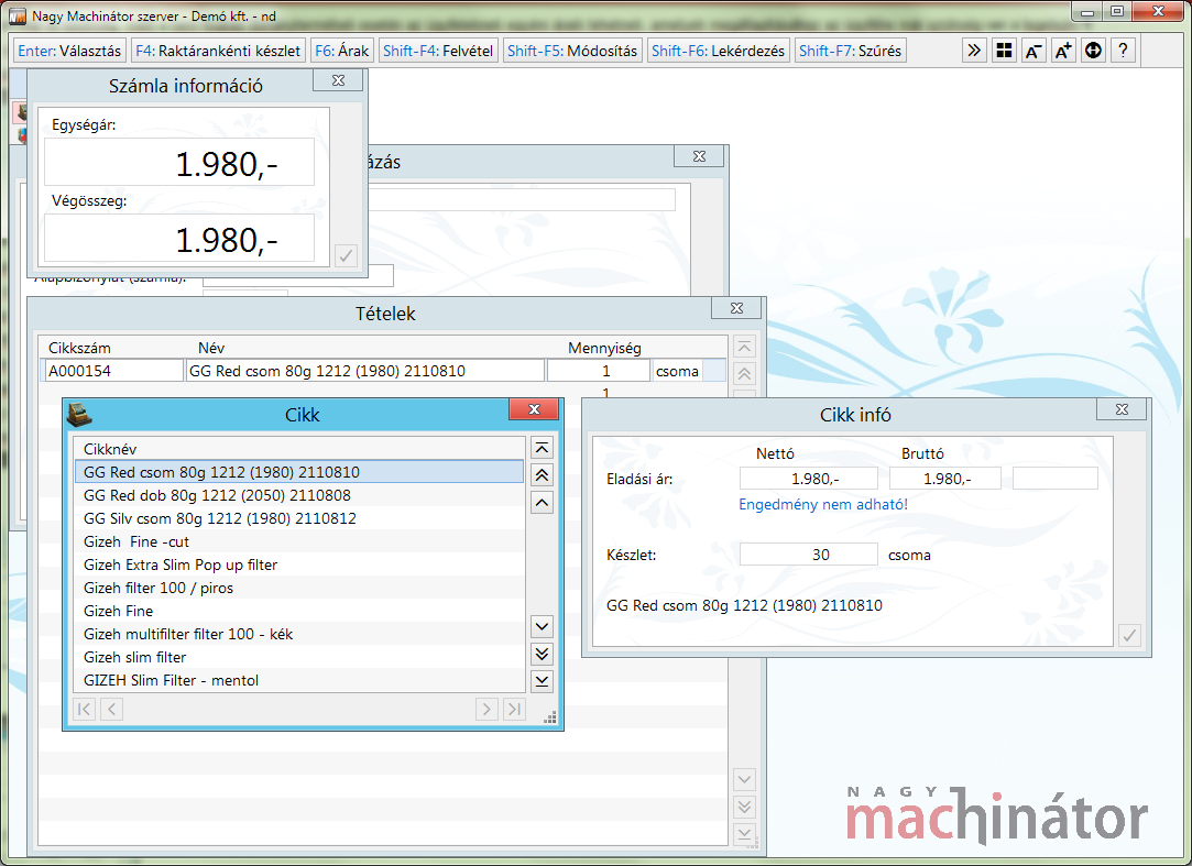 Cikkkeresés értékesítés során