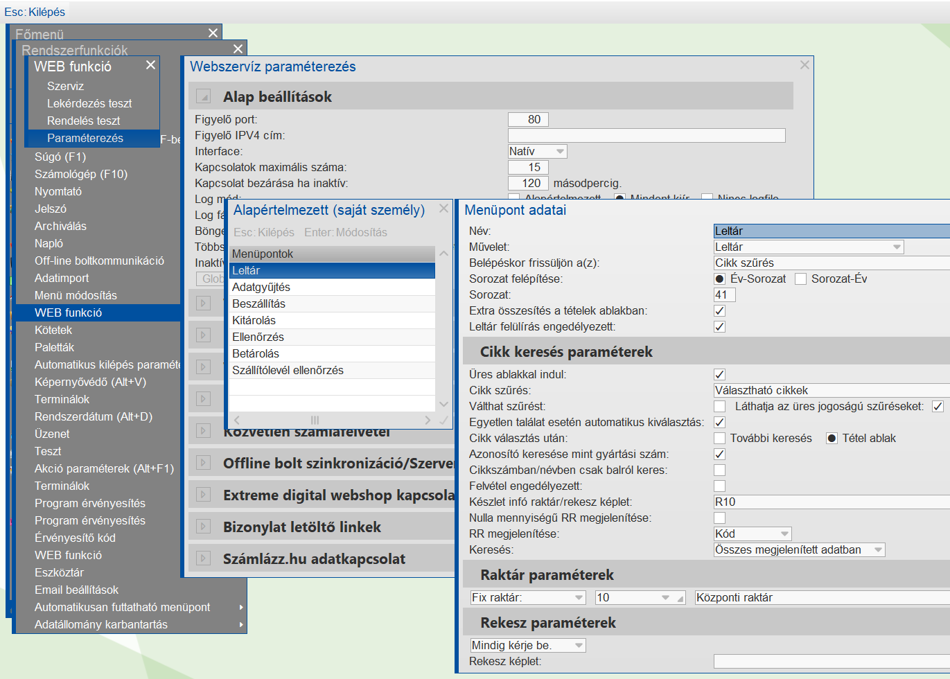 Leltár mobilparaméterezés