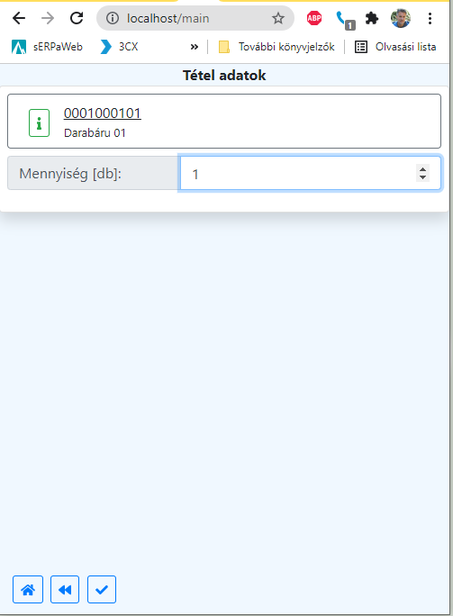 Cikkszám és mennyiség megadása