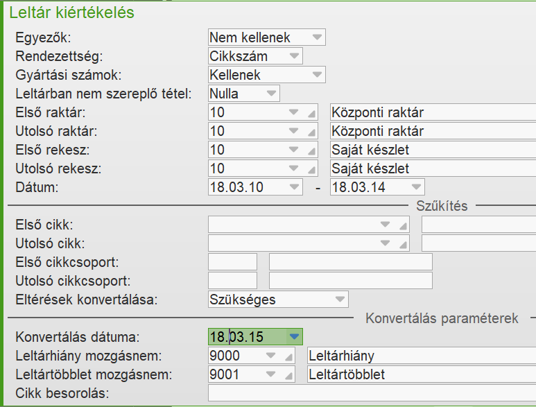 Leltárkiértékelés