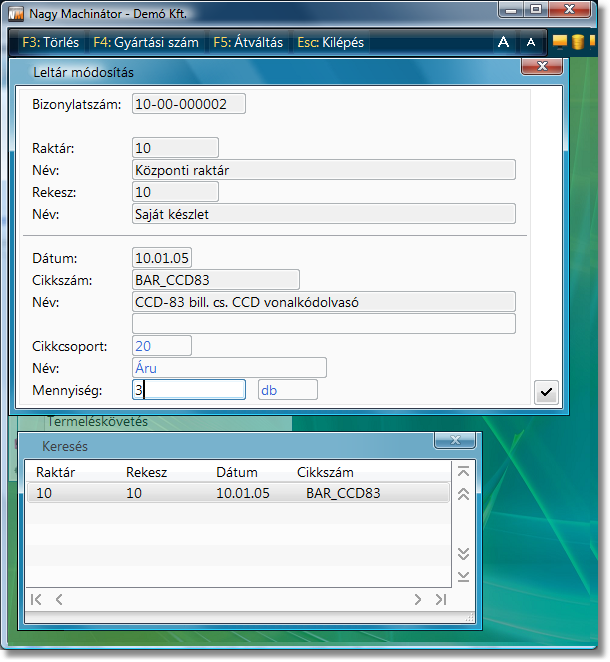 Leltár módosítás