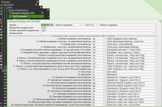 NETA Adatszolgáltatás beviteli képernyő