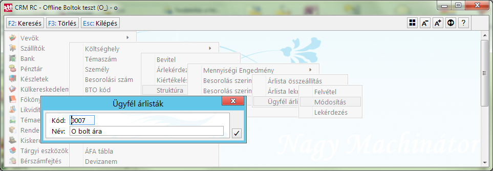 Árlista létrehozása