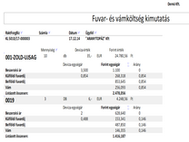 Beszerzési mellékköltség kimutatás