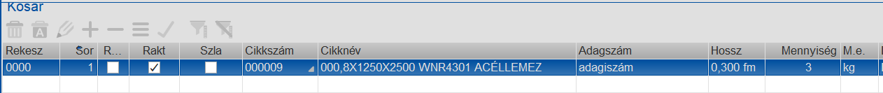 Kosárba került késztermék