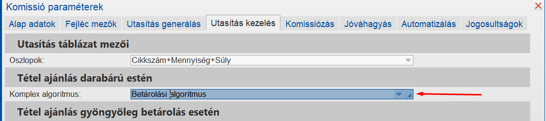 Komplex algoritmus aktiválása