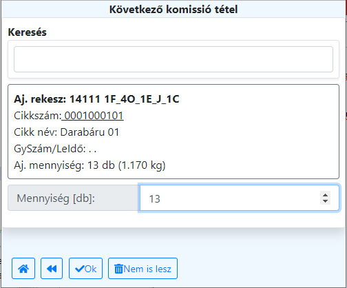 Betárolandó mennyiség megadása
