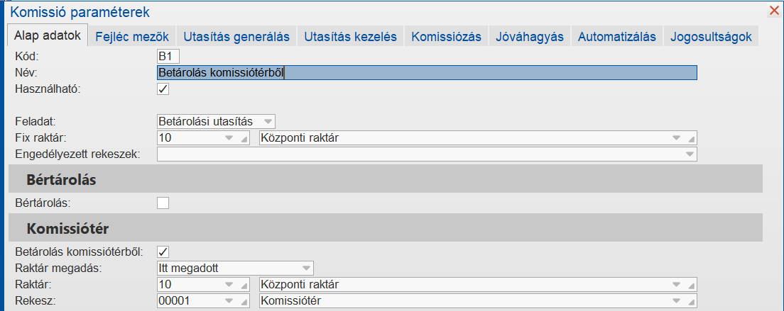Közvetett betárolás, beszállítási bizonylat esetén használt