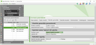 Komissió paraméterek